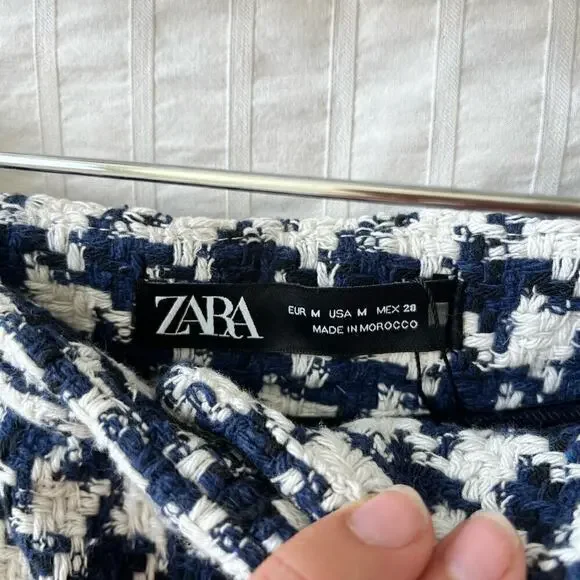 NWT Zara Wonderland Kerry Tweed High Waist Houndstooth Shorts Black Women Size M - Picture 6 of 6